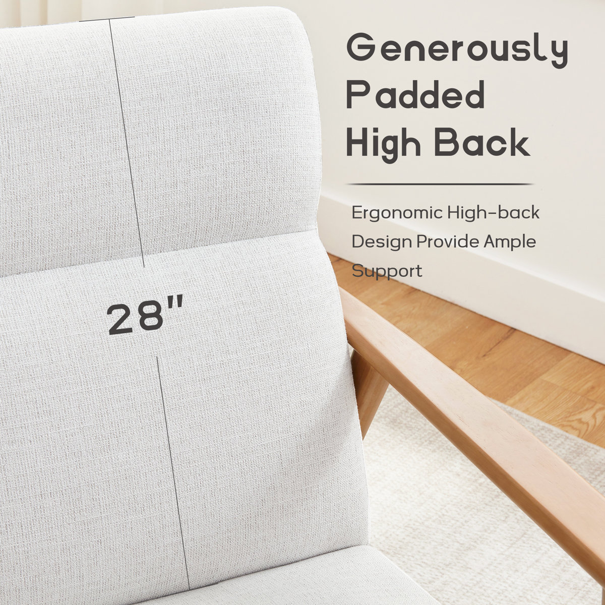 Herrot Modern Upholstered Armchair Solid Wood Accent Chair With Ottoman